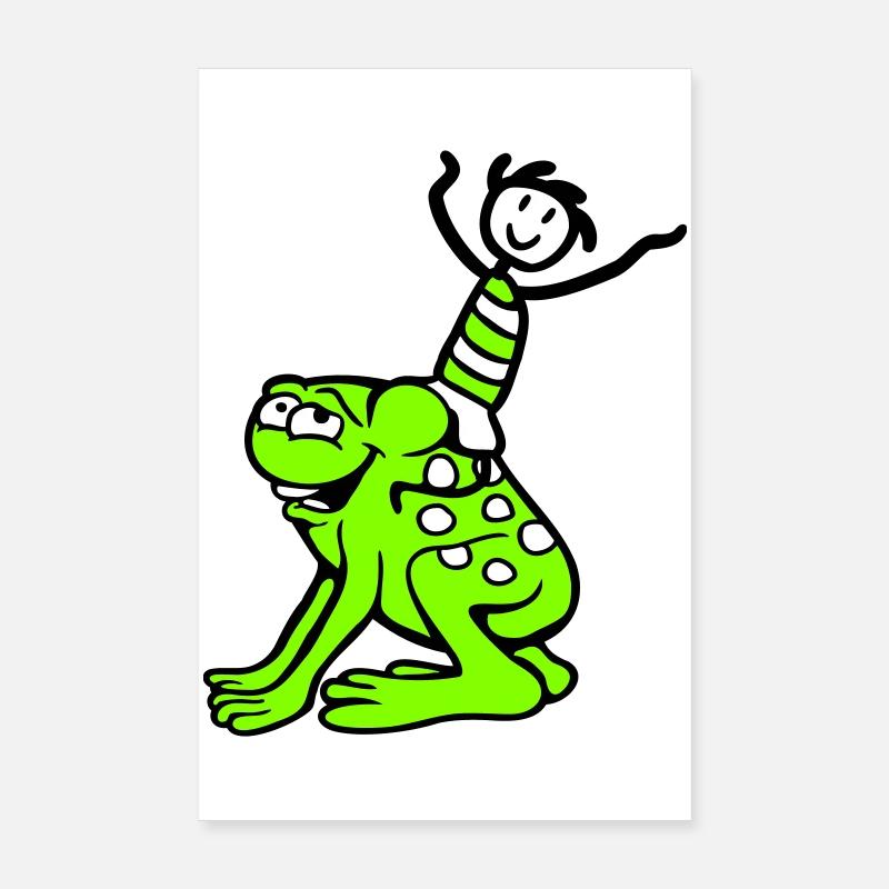 2 Friends Frog Boy Riding Team Toad Funny Poster 8" x 12" (20x30 cm)