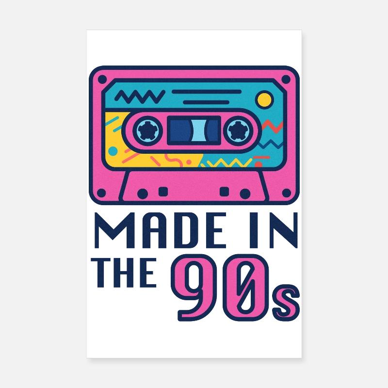 Neon 90s Cassette Design Poster 8" x 12" (20x30 cm)