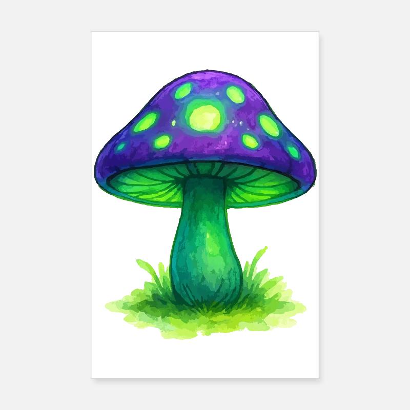 Forêt de néons de champignons lumineux Poster 20 x 30 cm