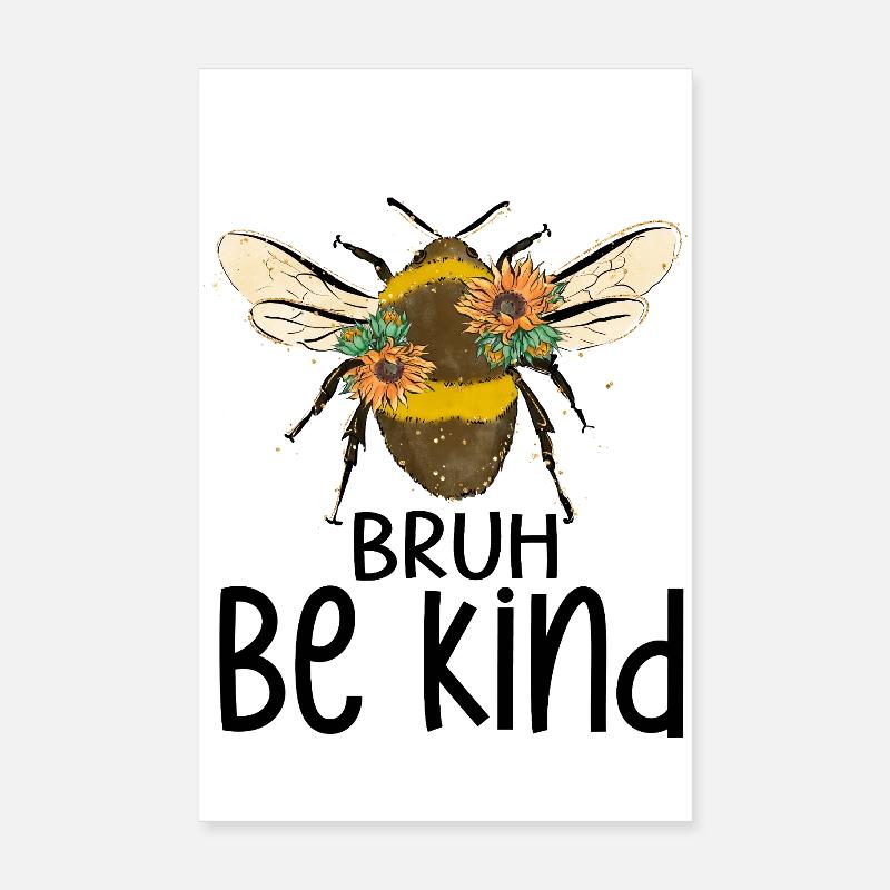 Bee with sunflower wreath - Poster 8" x 12" (20x30 cm) - white