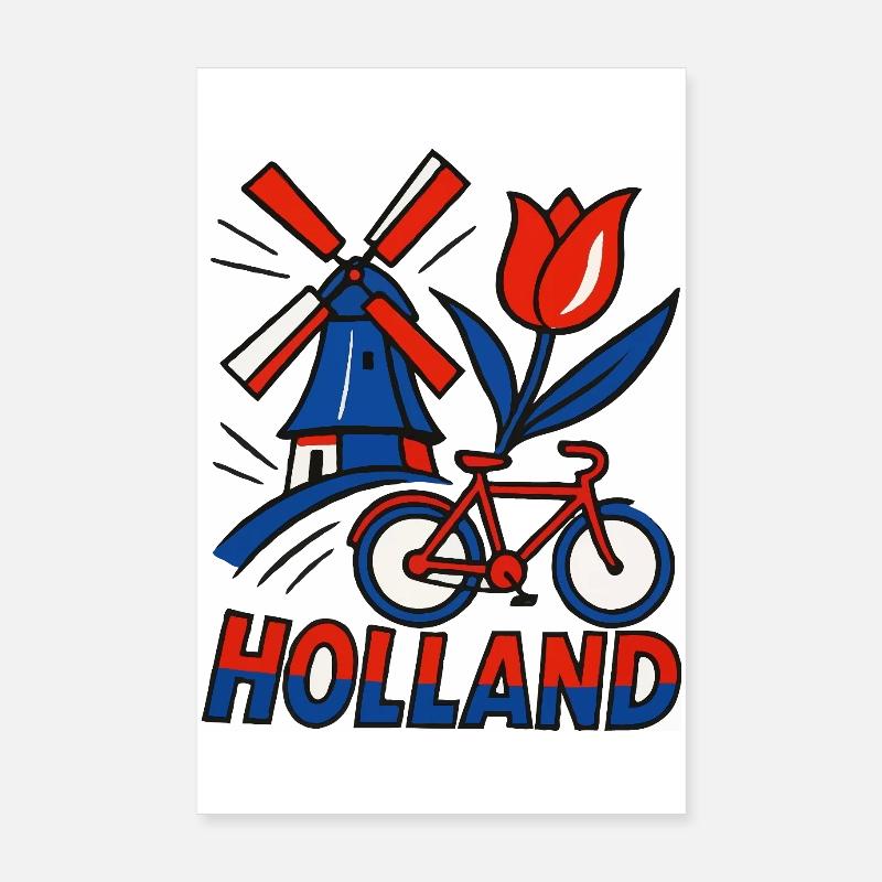 Vélo tulipe à moulin à vent hollandais Poster 20 x 30 cm
