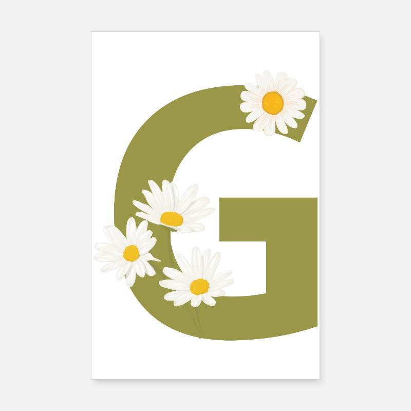 Buchstabe g grüne Gänseblümchen Poster 20x30 cm