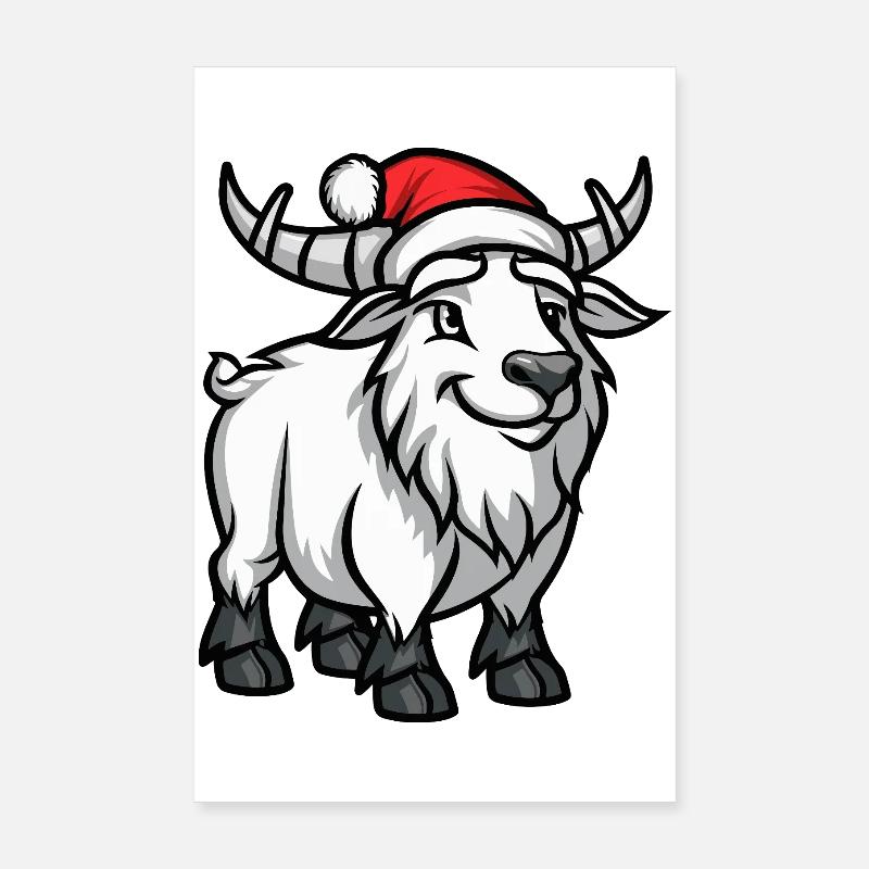 Noël de la chèvre de montagne Poster 20 x 30 cm