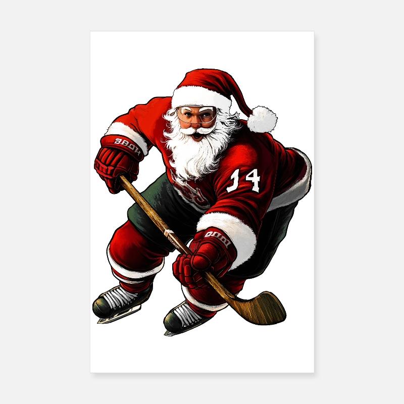 Weihnachten Eishockeyspieler Poster 8" x 12" (20x30 cm)