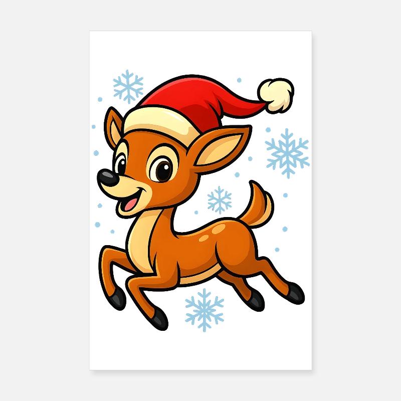 Fröhliches Rentier Kitz Lustig Weihnachtsgeschenk Poster 20x30 cm