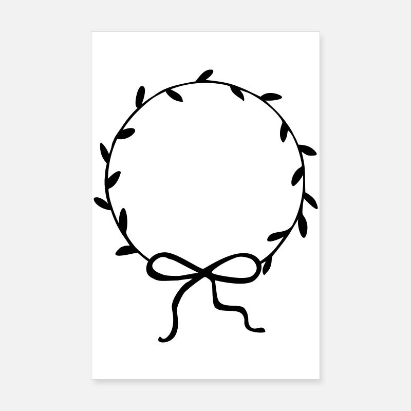 Leaf wreath with bow hand drawn Poster 8" x 12" (20x30 cm)