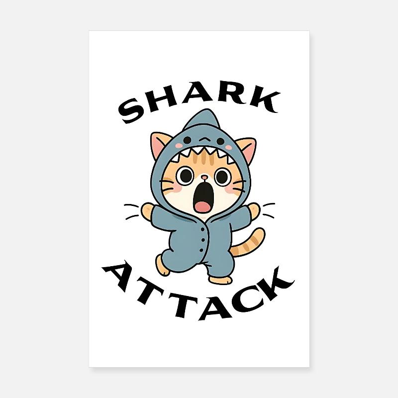 Shark Attack Poster 8" x 12" (20x30 cm)