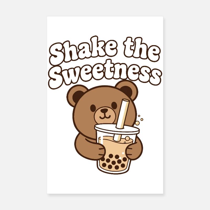 Ours Kawaii avec bubble tea Poster 20 x 30 cm