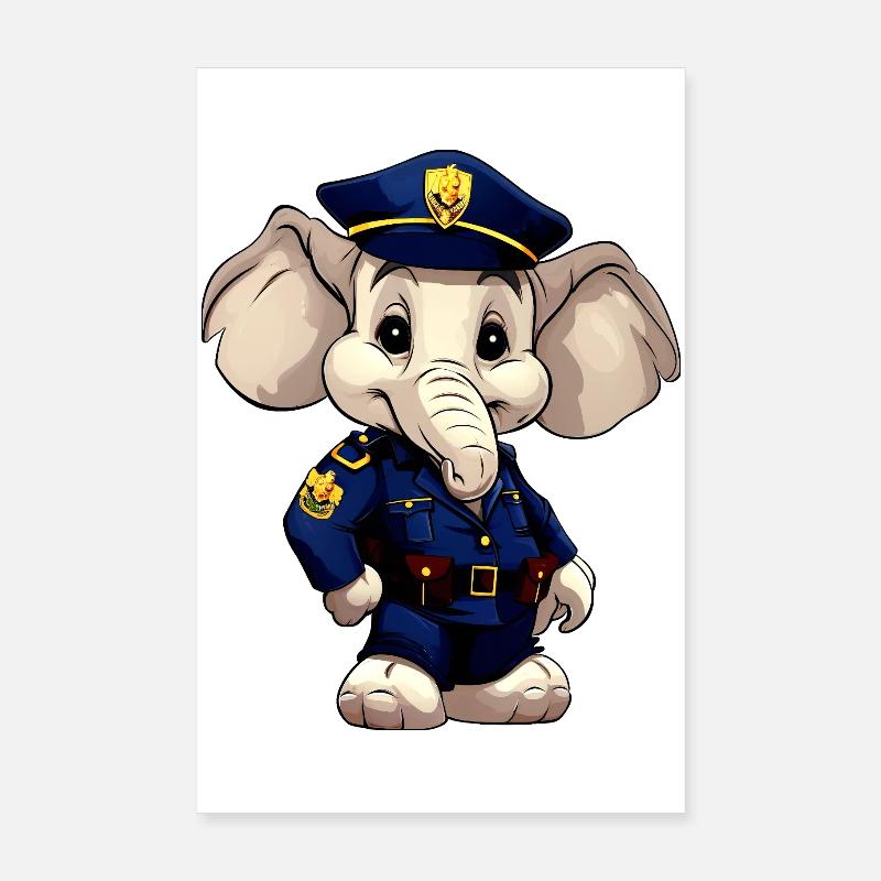 Elefant Polizei Poster 20x30 cm