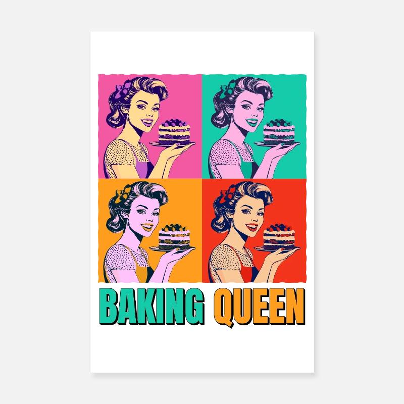 Backen Torte Backkönigin Backfee Bäckerin Pop Art Poster 20x30 cm
