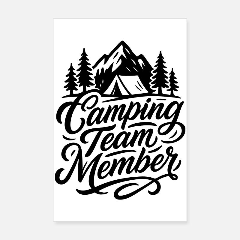 Camping Team Tent Mountains Poster 20 x 30 cm