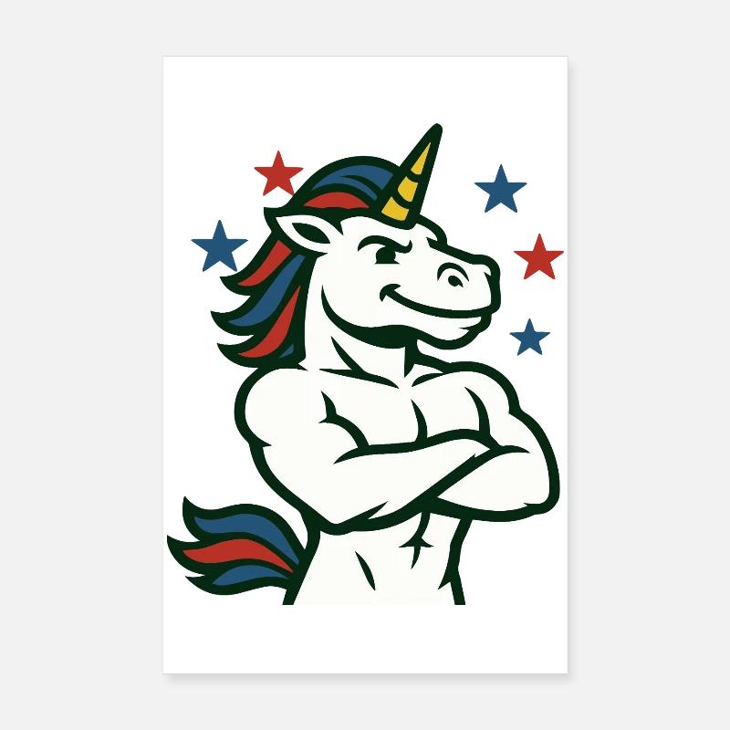 Selbstbewusste Einhorn-Illustration Poster 20x30 cm