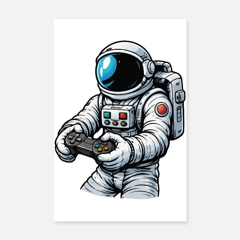 Astronaut mit Gamecontroller Poster 20x30 cm
