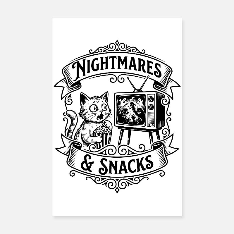 Nightmares & Snacks – Gruselkater Poster 20x30 cm