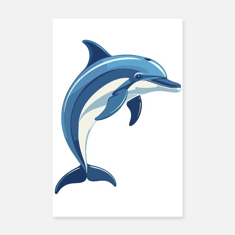Dauphin bleu sautant hors de l’eau Poster 20 x 30 cm