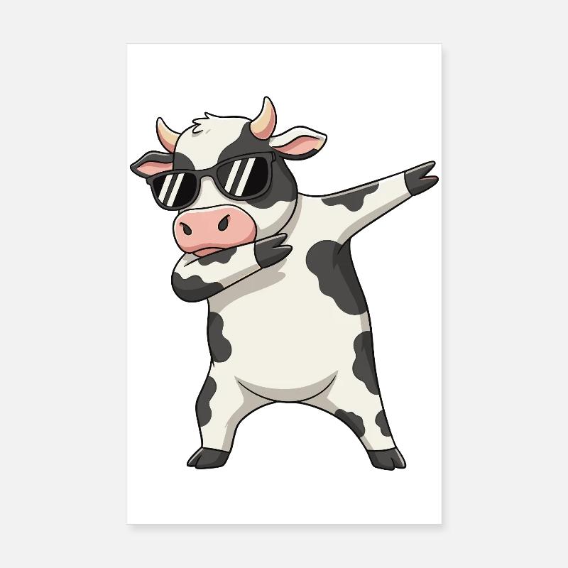 Dessin animé de lunettes de soleil de vache à appétir Poster 20 x 30 cm