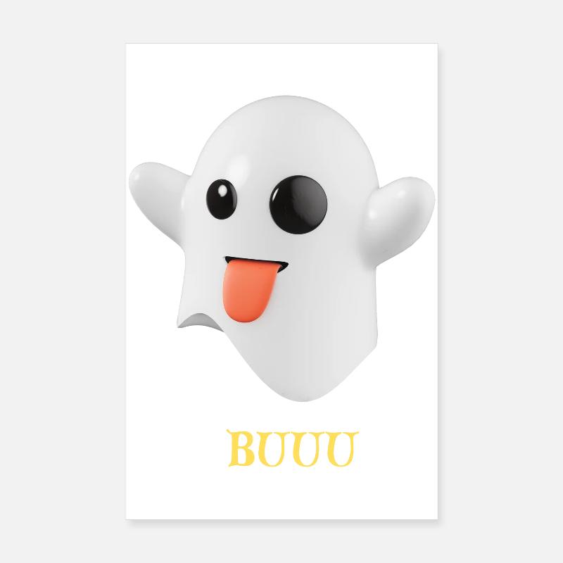Fluffy Ghost with Tongue Poster 8" x 12" (20x30 cm)