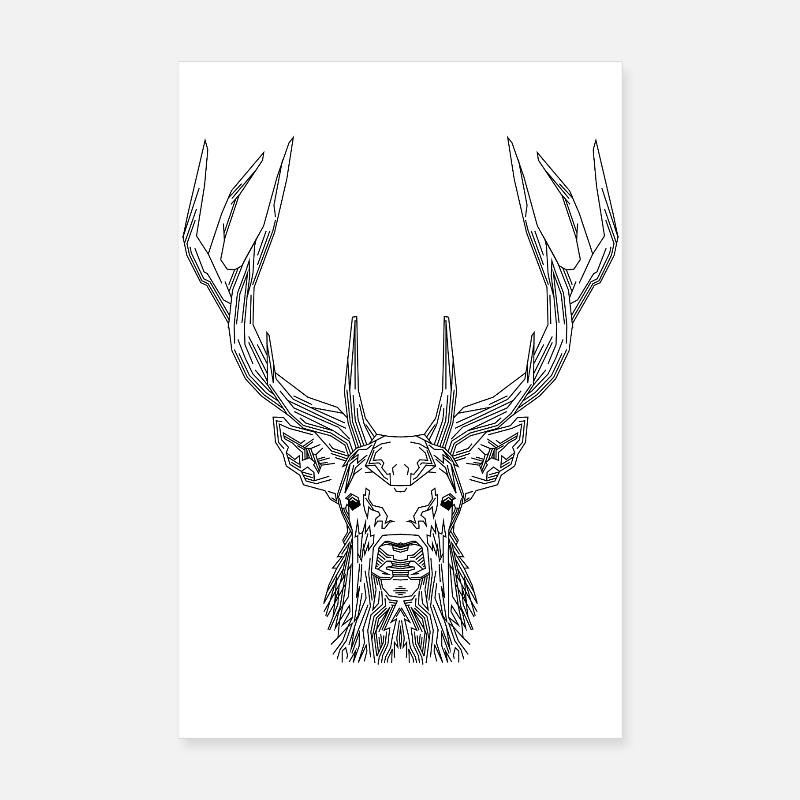 Tech Deer – Geometric Deer in Black Poster 8" x 12" (20x30 cm)