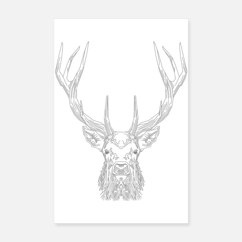 Cerf Tech – Cerf géométrique en gris Poster 20 x 30 cm