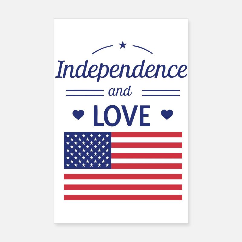 Indépendance et Amour États-Unis Poster 20 x 30 cm