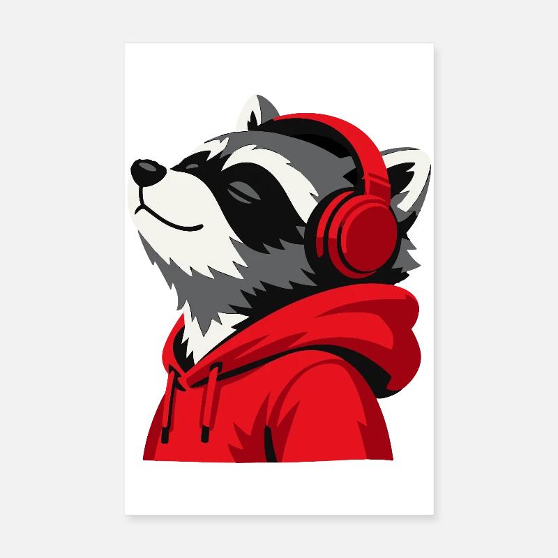 Mascotte du raton laveur bat un sweat à capuche Poster 20 x 30 cm