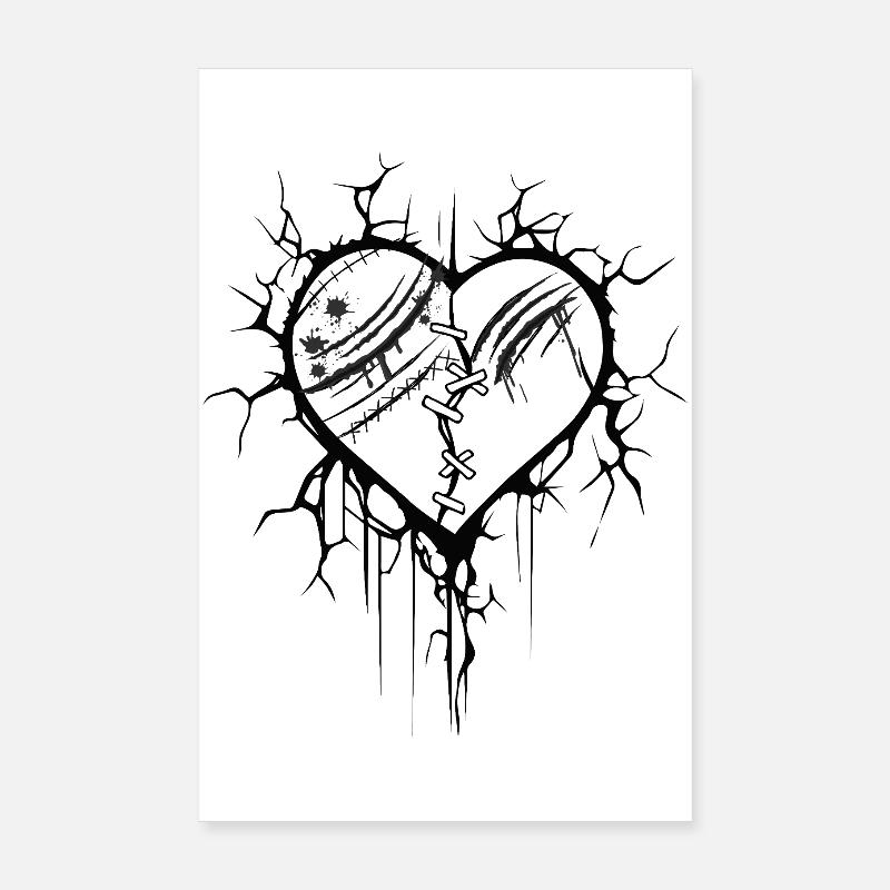 Exploded heart graphic tattoo Poster 8" x 12" (20x30 cm)