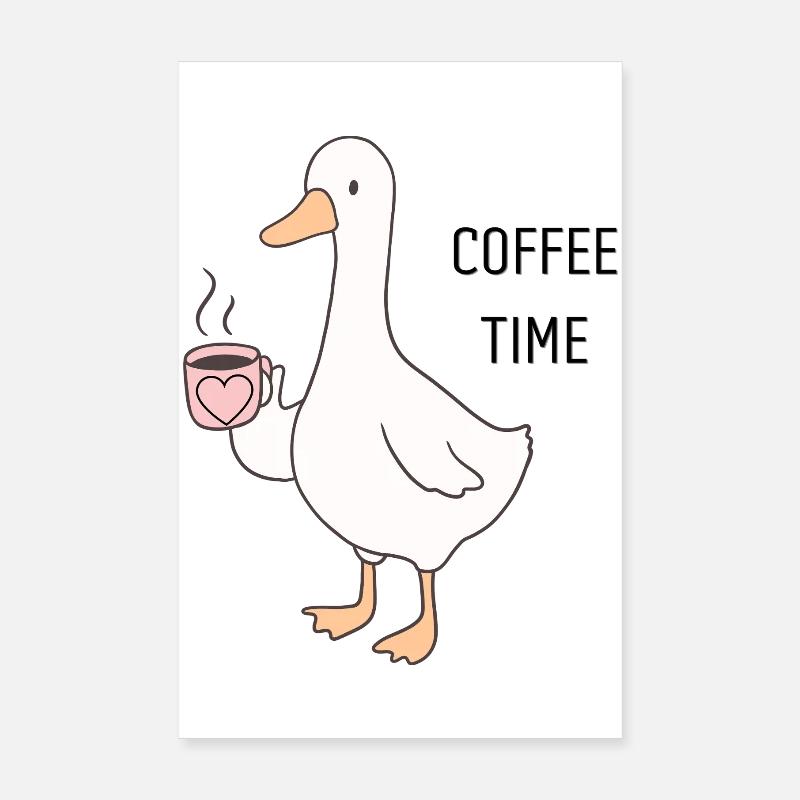 Ducky Coffee Time Cartoon Poster 8" x 12" (20x30 cm)