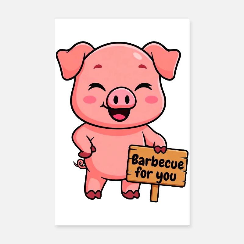 A friendly pig invites you to a barbecue Poster 8" x 12" (20x30 cm)