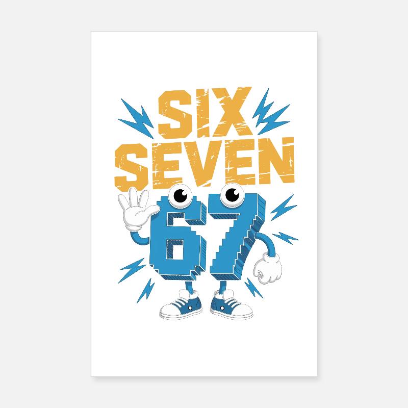 Number Hero 67 in Comic Style Poster 8" x 12" (20x30 cm)