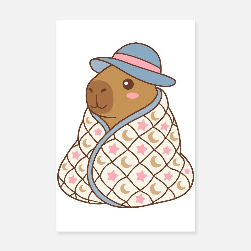 Gemütliche Mondstern-Kapibara im Sternenqulit-Cape Poster 20x30 cm