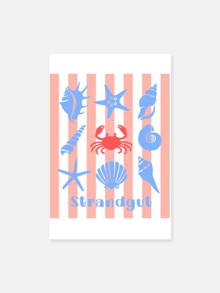 Strandgut Muscheln Seesterne und Krebs - Poster 20x30 cm - Weiß - Vorne
