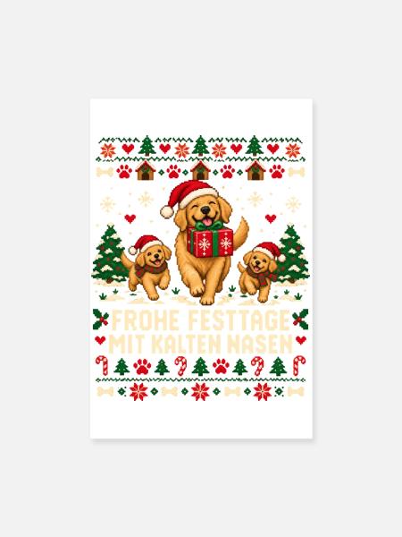 Weihnachtshunde mit kalten Nasen - Poster 20x30 cm - Weiß - Vorne