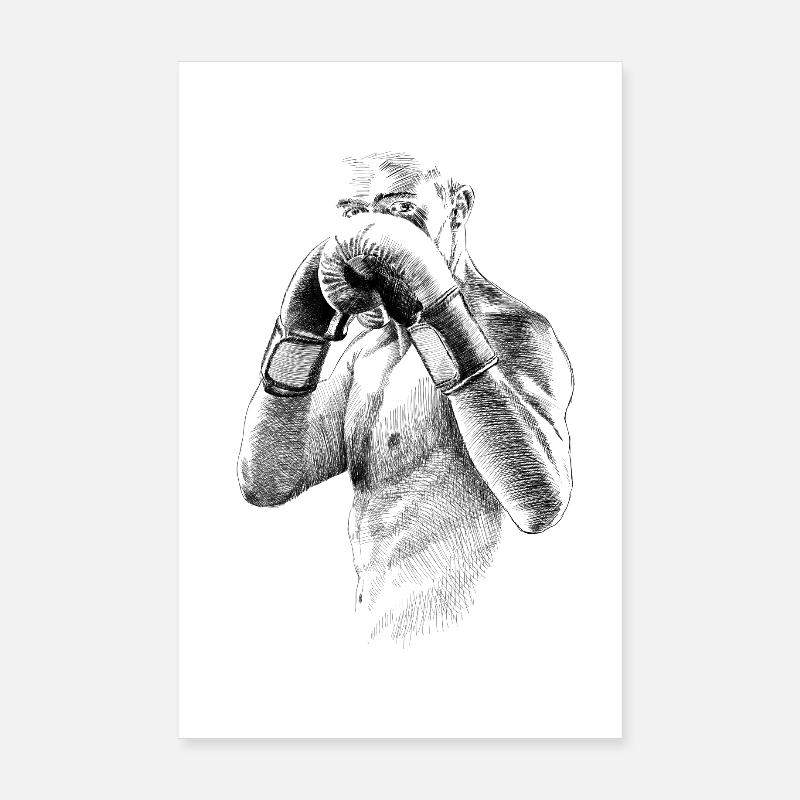 Boxer - Poster 20x30 cm - Weiß