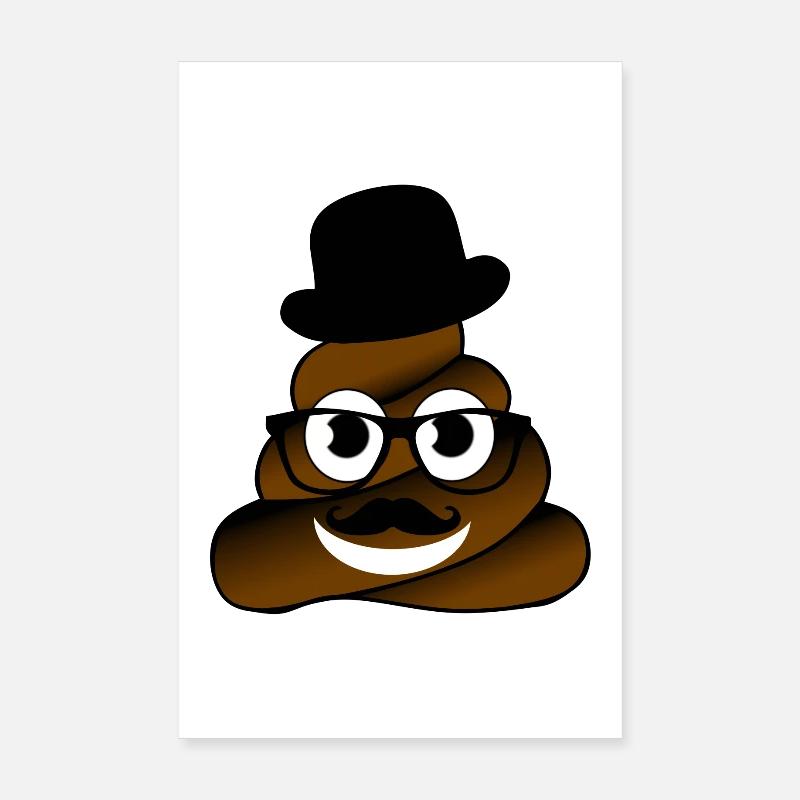 poop hut Brille Bart Nerd geek humor joke fun shit Poster 20x30 cm