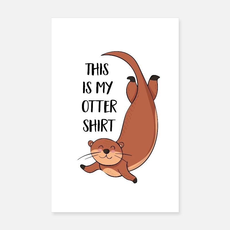 Loutres - Poster 20 x 30 cm - blanc