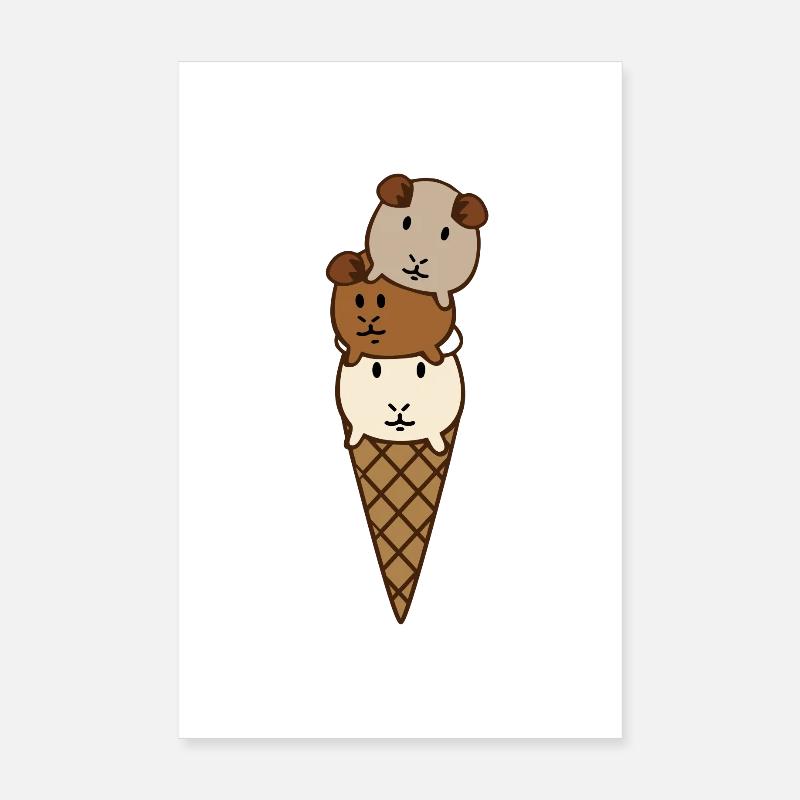 Meerschweinchen - Poster 20x30 cm - Weiß