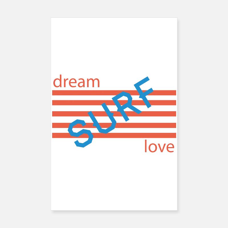 Dream Love Retro Stripes - Poster 20 x 30 cm - blanc