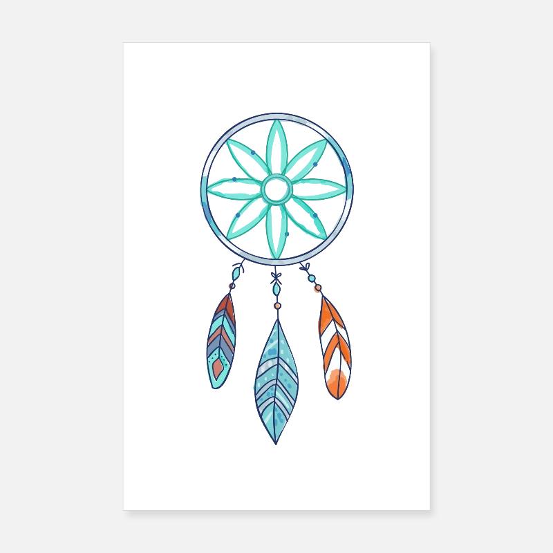 Boho Traumfänger Azurblüten schmuck Poster 20x30 cm