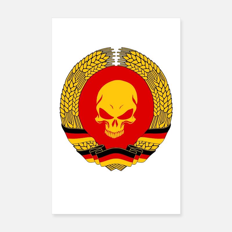 GDR Skull East Germany Gift Flag Poster 8" x 12" (20x30 cm)