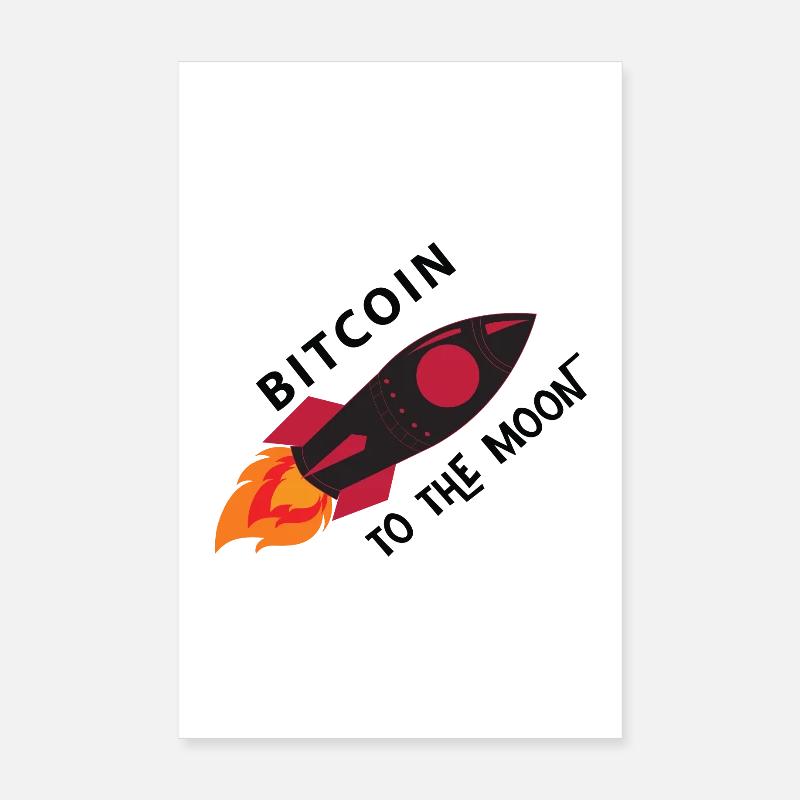 Bitcoin Rakete Mond - Poster 20x30 cm - Weiß