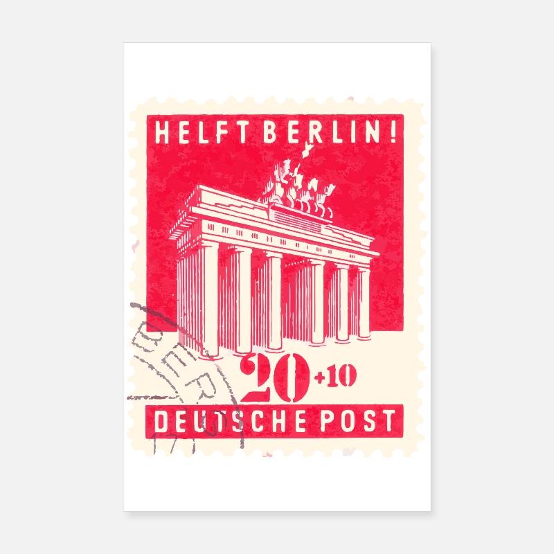 Helft Berlin Briefmarke 20 + 10 Rot 1948 - Poster 20x30 cm - Weiß