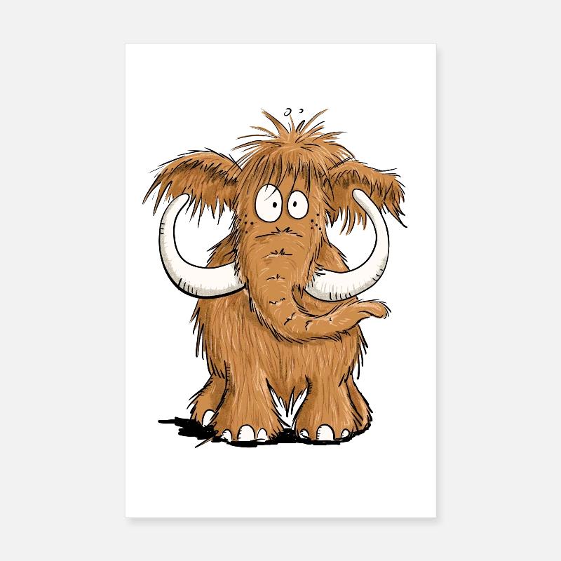 Furry Mammoth I Comic Animals I Elephant Gift Poster 8" x 12" (20x30 cm)