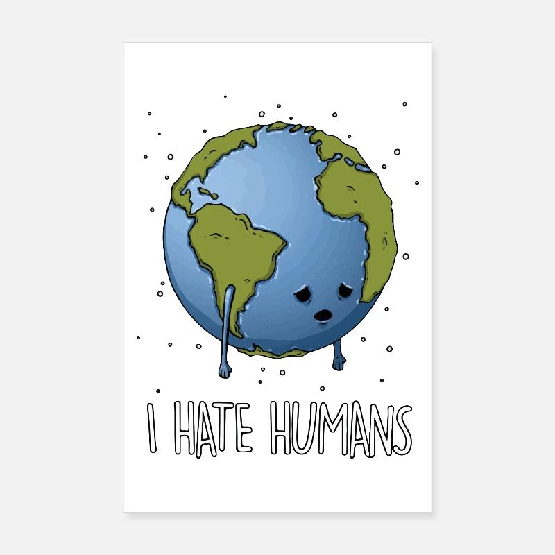 Hasse die Menschen - Poster 20x30 cm - Weiß