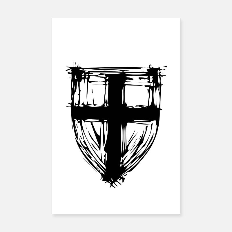 Protective shield with cross Poster 8" x 12" (20x30 cm)