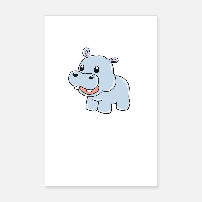 Nilpferd - Poster 20x30 cm - Weiß