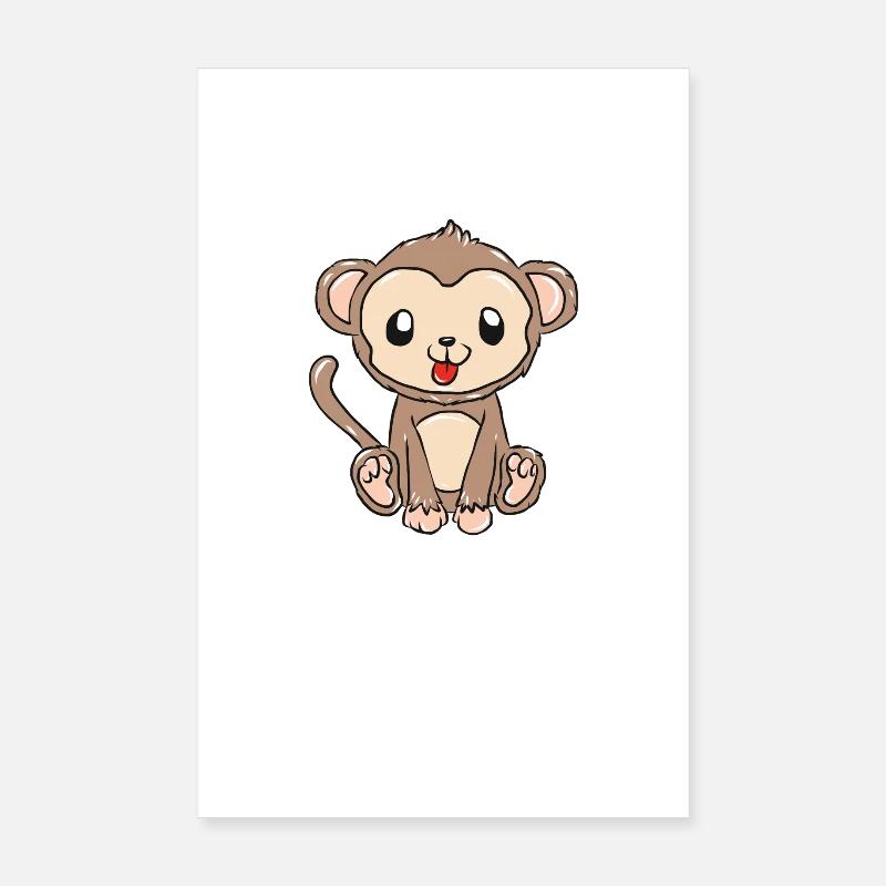 Affe - Poster 20x30 cm - Weiß