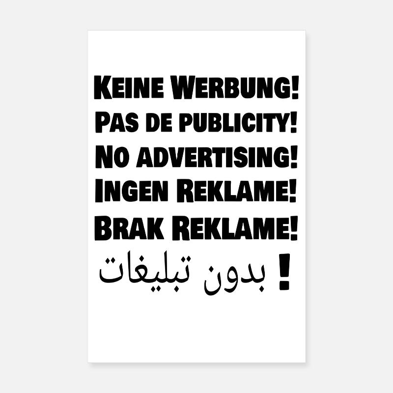 Keine Werbung! In 6 Sprachen Poster 20x30 cm