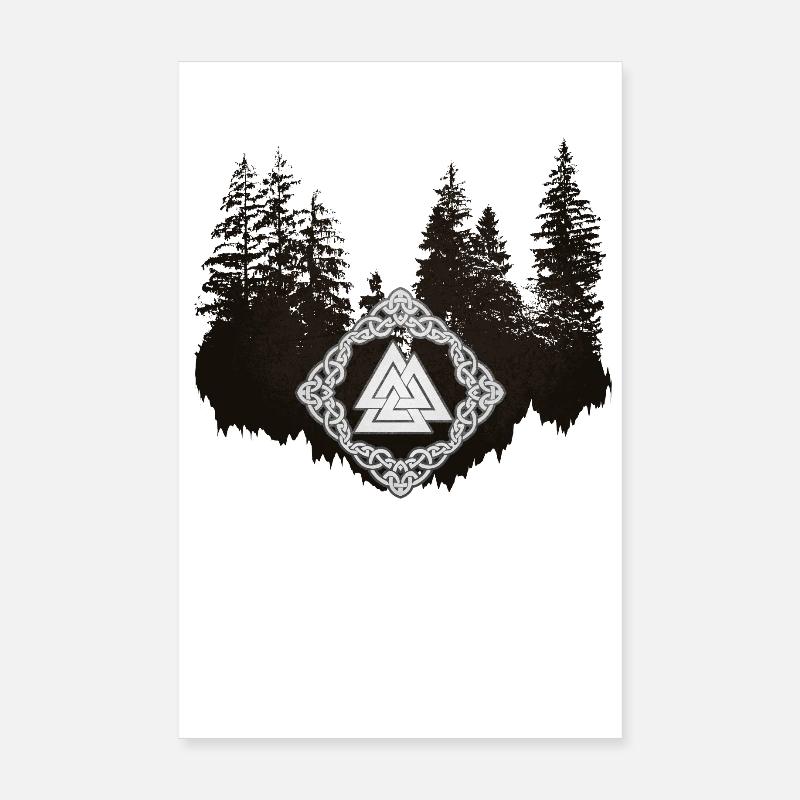 Valknut viking germani knots forest trees Poster 8" x 12" (20x30 cm)