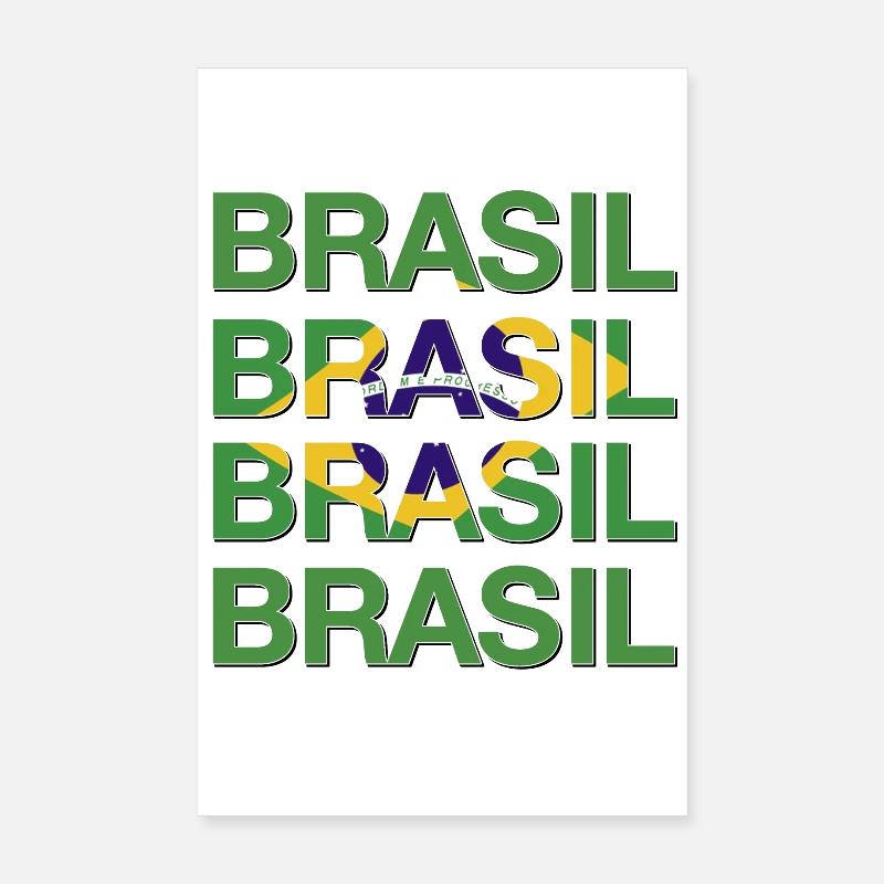 BRASIL Logo multiple Vert Jaune Bleu Poster 20 x 30 cm