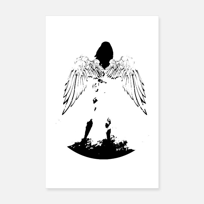 Engel mit Flügel - Poster 20x30 cm - Weiß